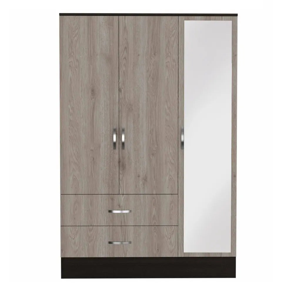 71" Brown and Black Mirrored Two Drawer Combo Dresser HomeRoots