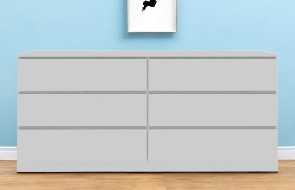 60" White Six Drawer Double Dresser HomeRoots