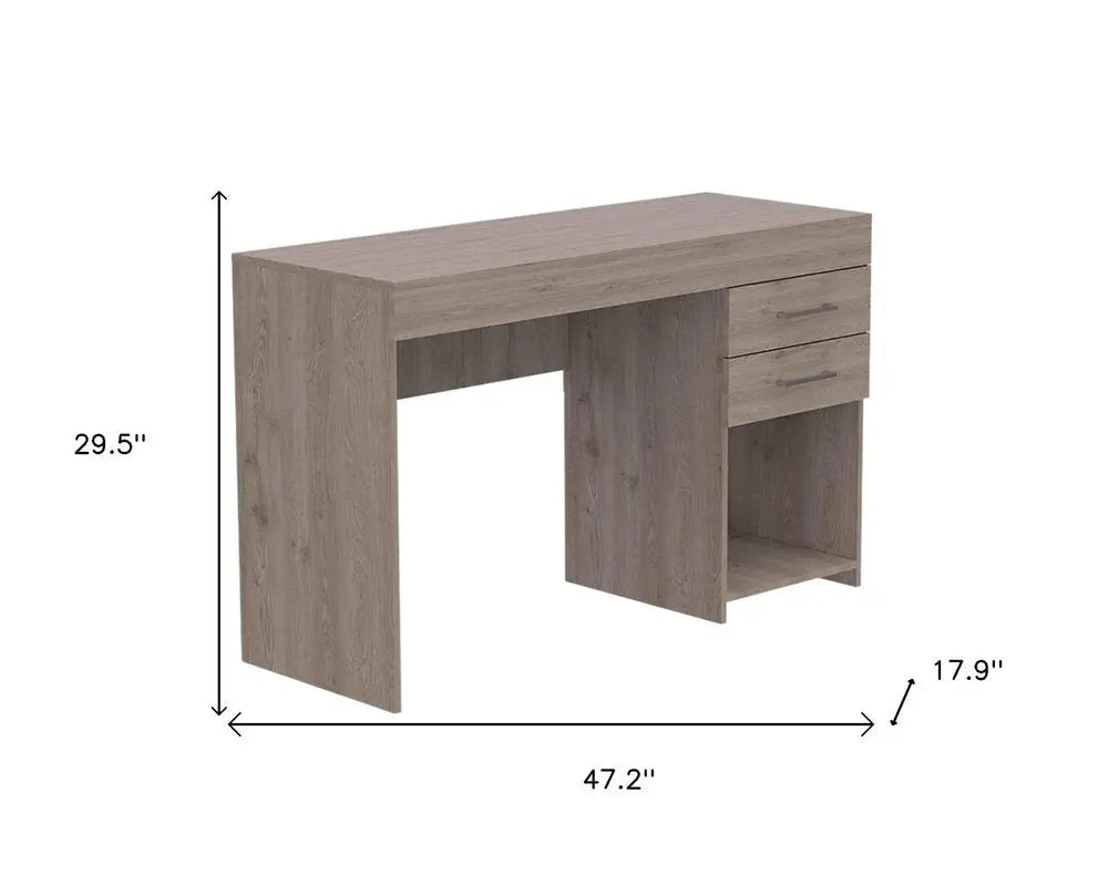 47" Light Gray Computer Desk With Two Drawers HomeRoots