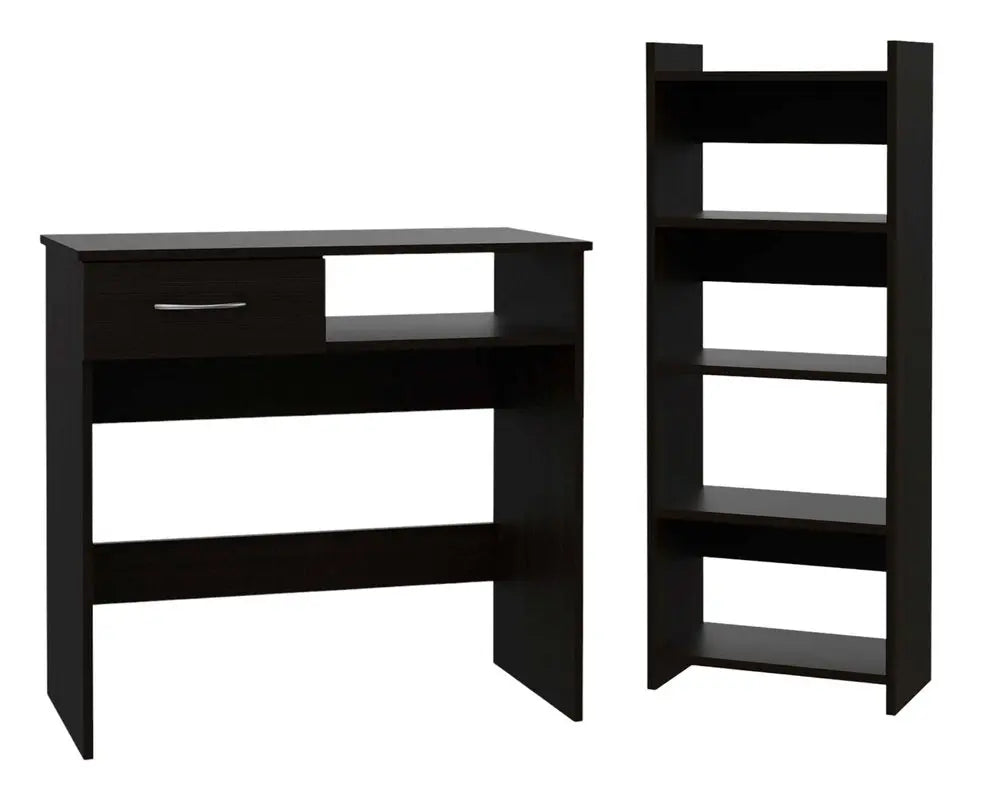 32" Black Computer Desk Desk and Bookshelf Set HomeRoots