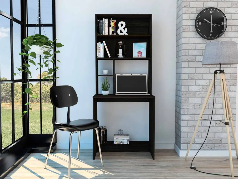 30" Black Computer Desk With Hutch HomeRoots