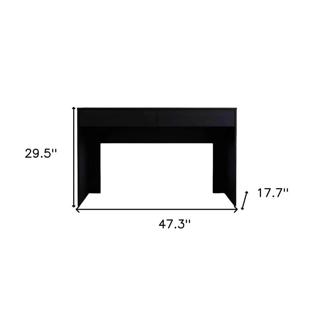 47" Black Computer Desk with Two Drawers HomeRoots