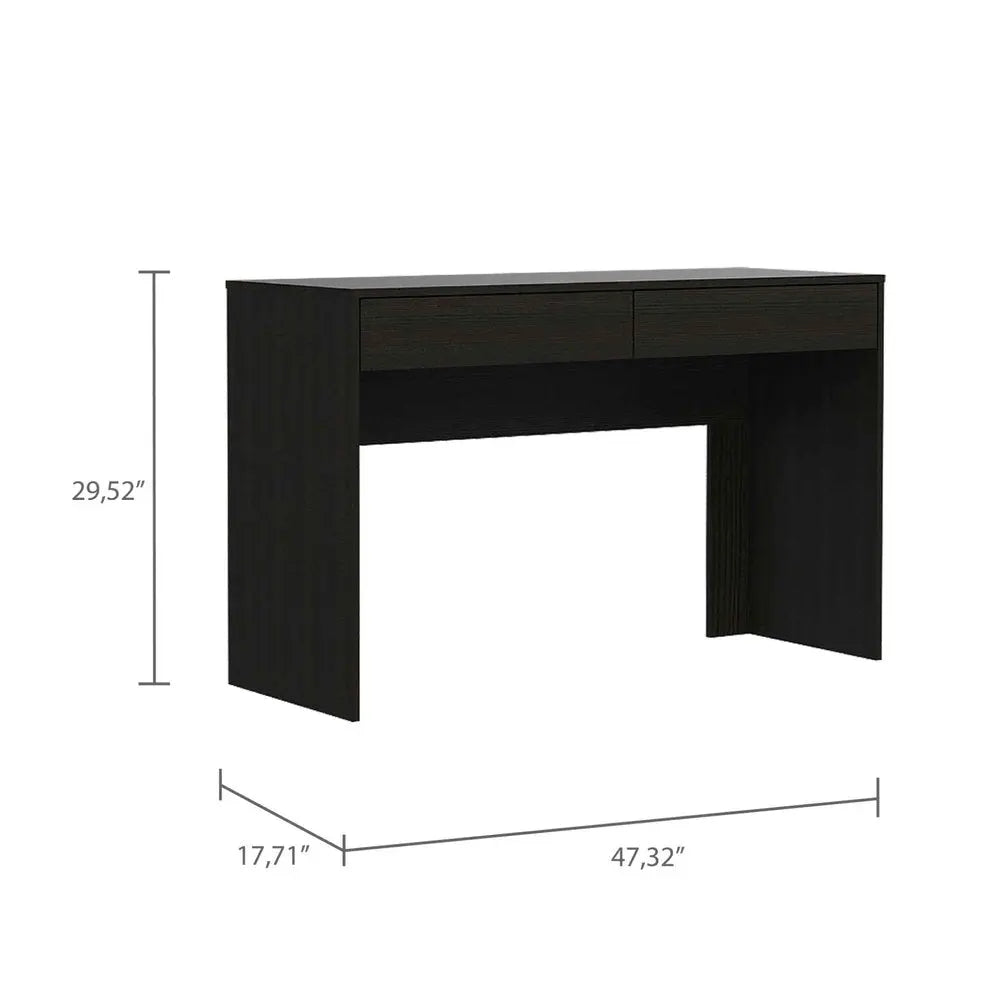 47" Black Computer Desk with Two Drawers HomeRoots