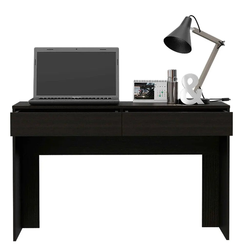 47" Black Computer Desk with Two Drawers HomeRoots