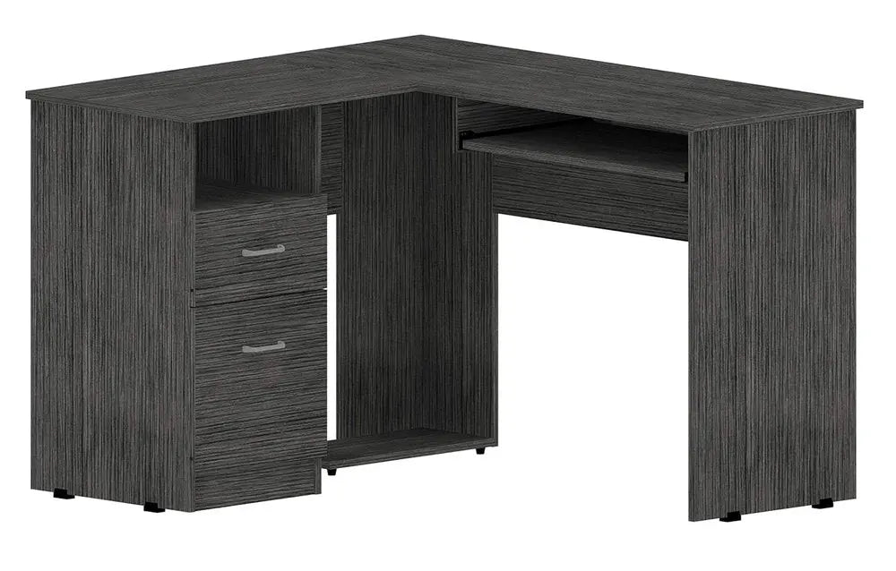 41" Gray L Shape Computer Desk With Two Drawers - NOBLE HOME INTERIORS