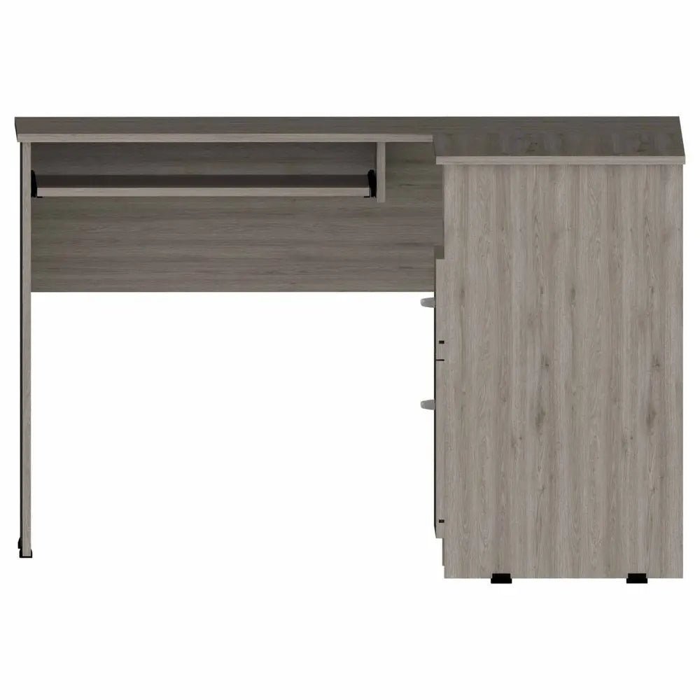 41" Light Gray L Shape Computer Desk With Two Drawers - NOBLE HOME INTERIORS
