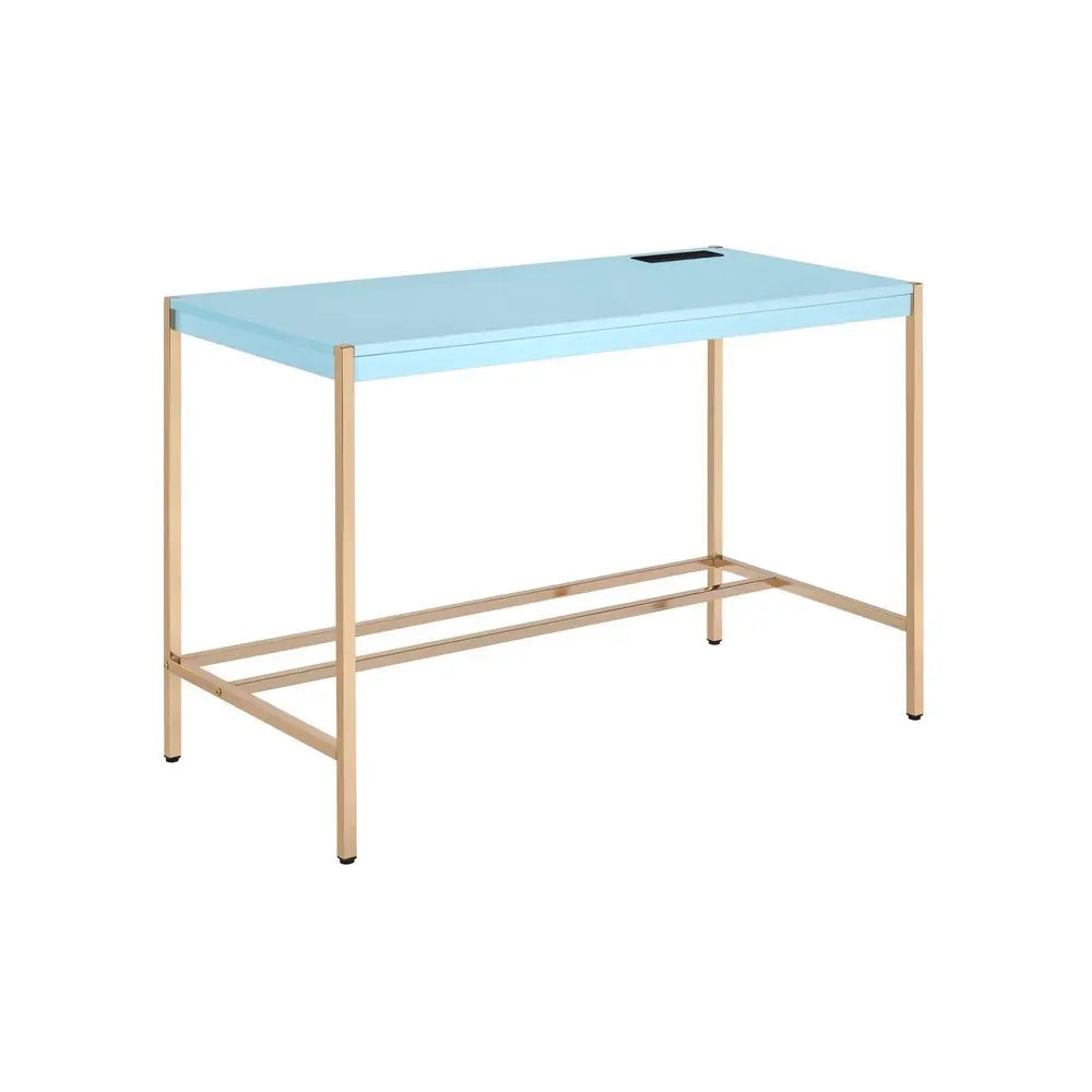 42" Baby Blue and Gold Writing Desk - NOBLE HOME INTERIORS