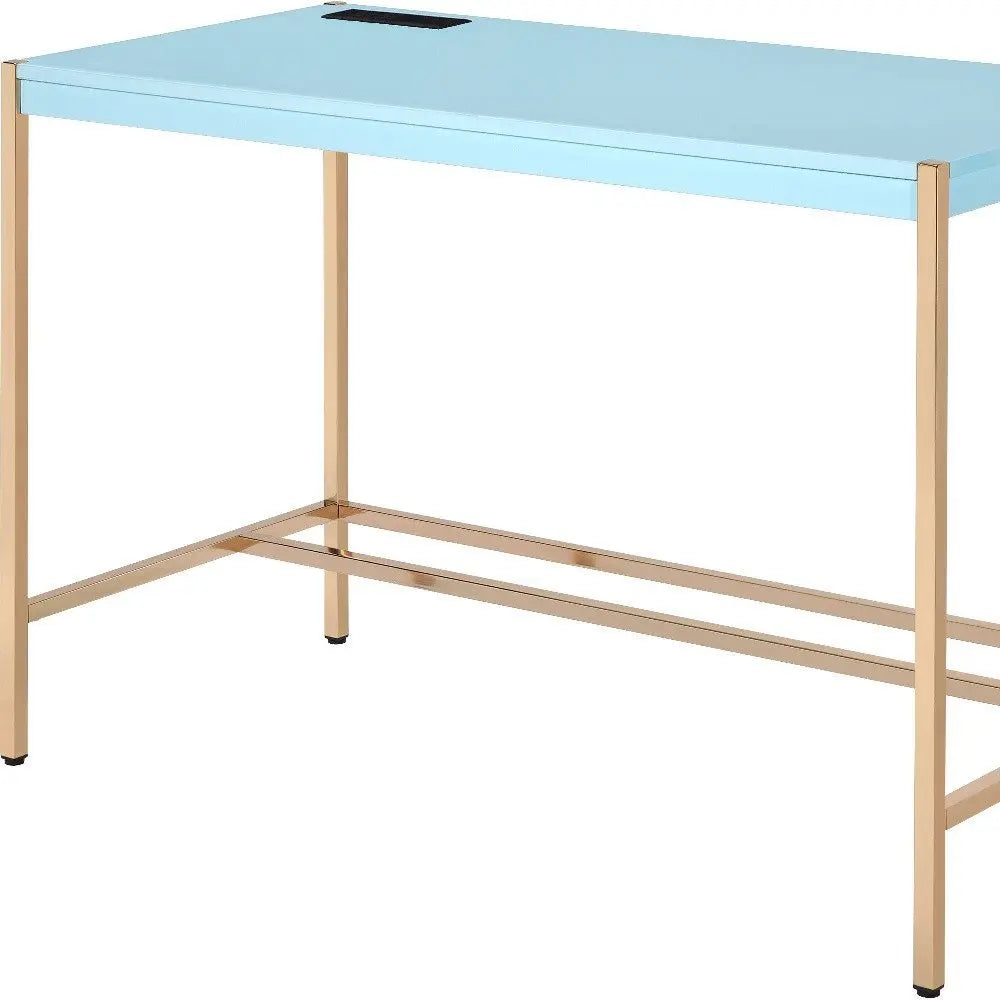 42" Baby Blue and Gold Writing Desk - NOBLE HOME INTERIORS