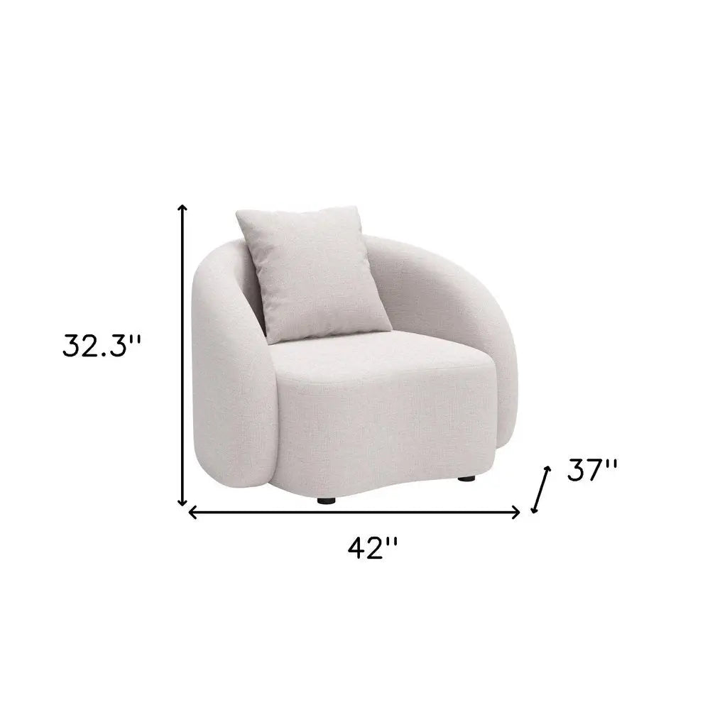 42" Beige Outdoor Accent Chair with Beige Cushions - NOBLE HOME INTERIORS