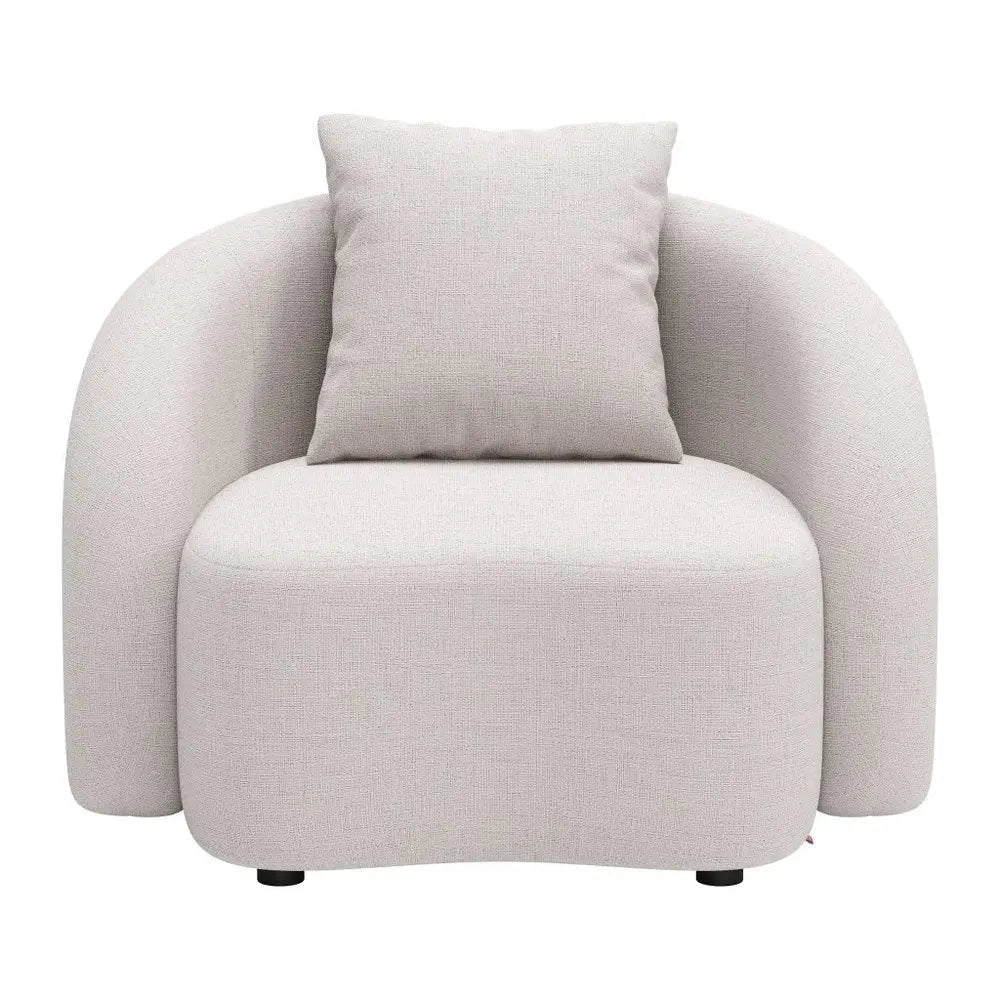 42" Beige Outdoor Accent Chair with Beige Cushions - NOBLE HOME INTERIORS