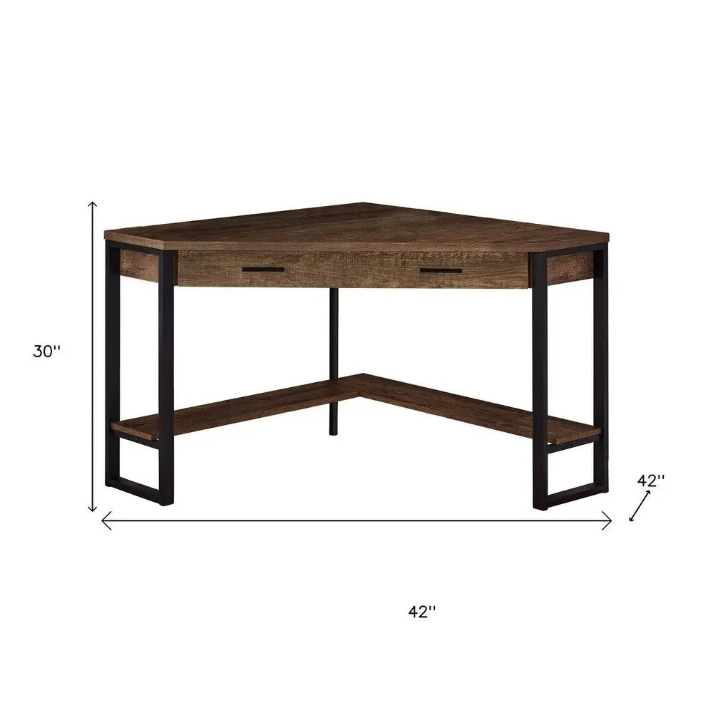 42" Brown and Black Corner Computer Desk - NOBLE HOME INTERIORS