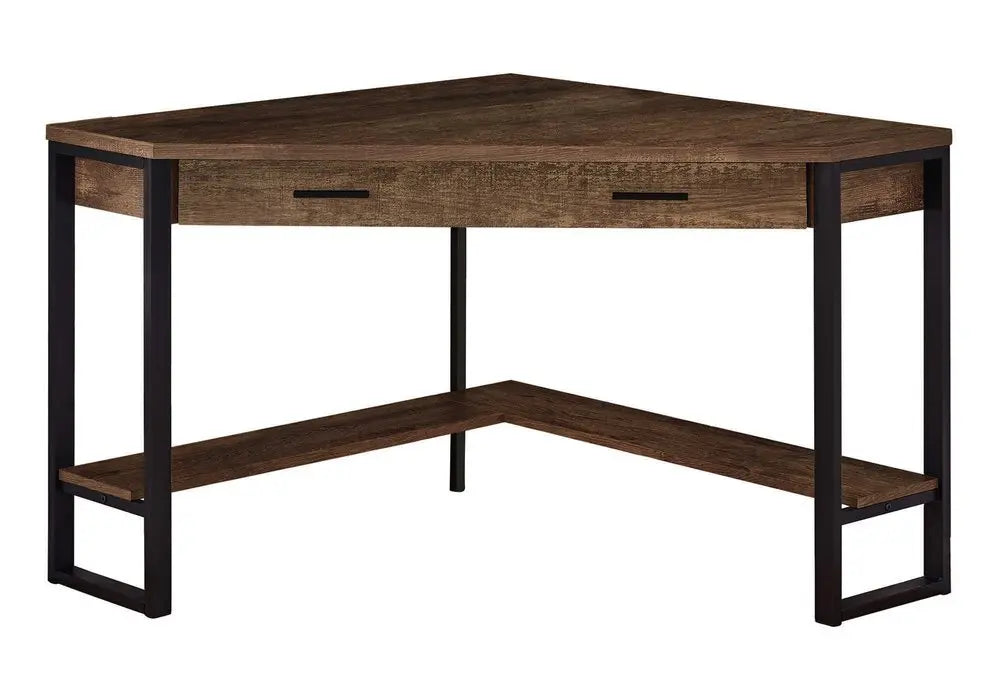 42" Brown and Black Corner Computer Desk - NOBLE HOME INTERIORS
