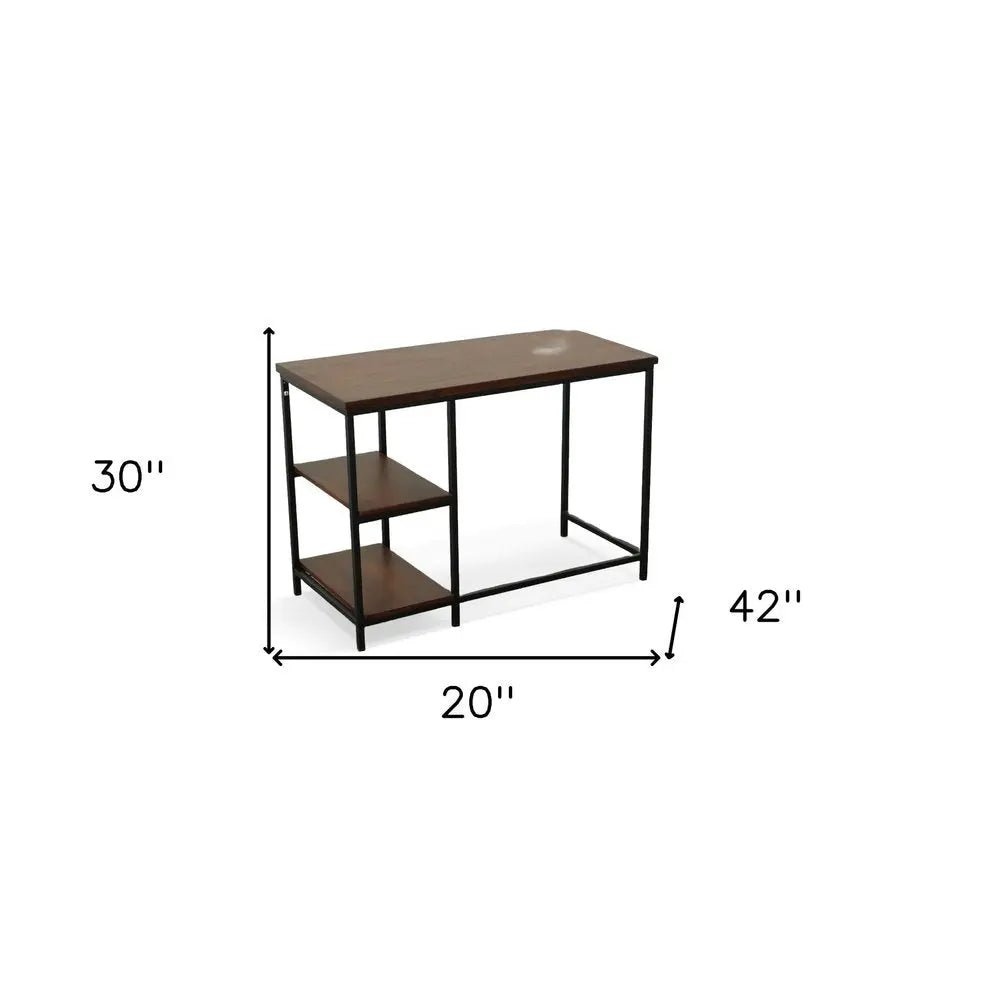 42" Chestnut and Black Solid Wood and Metal Computer Desk - NOBLE HOME INTERIORS