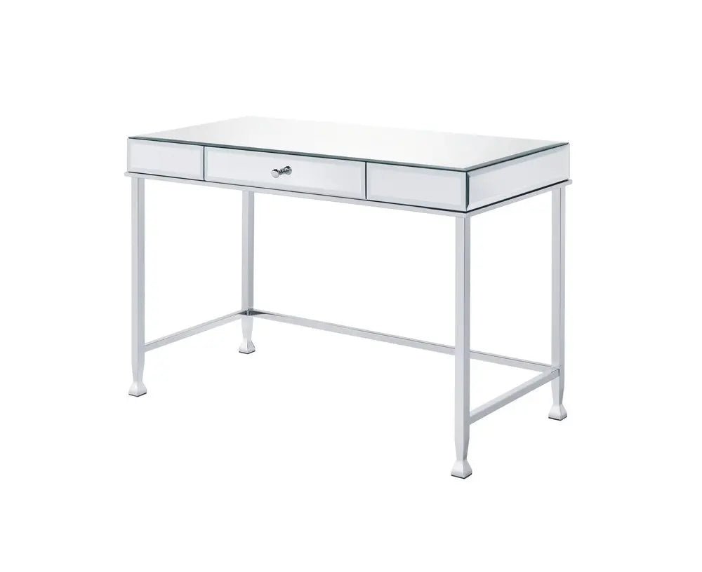 42" Clear and Silver Mirrored Writing Desk - NOBLE HOME INTERIORS