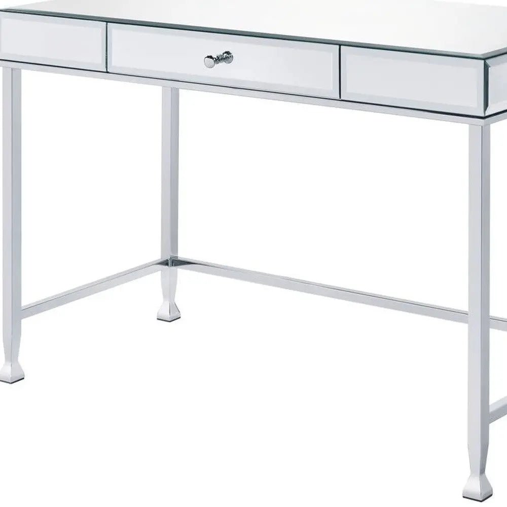 42" Clear and Silver Mirrored Writing Desk - NOBLE HOME INTERIORS