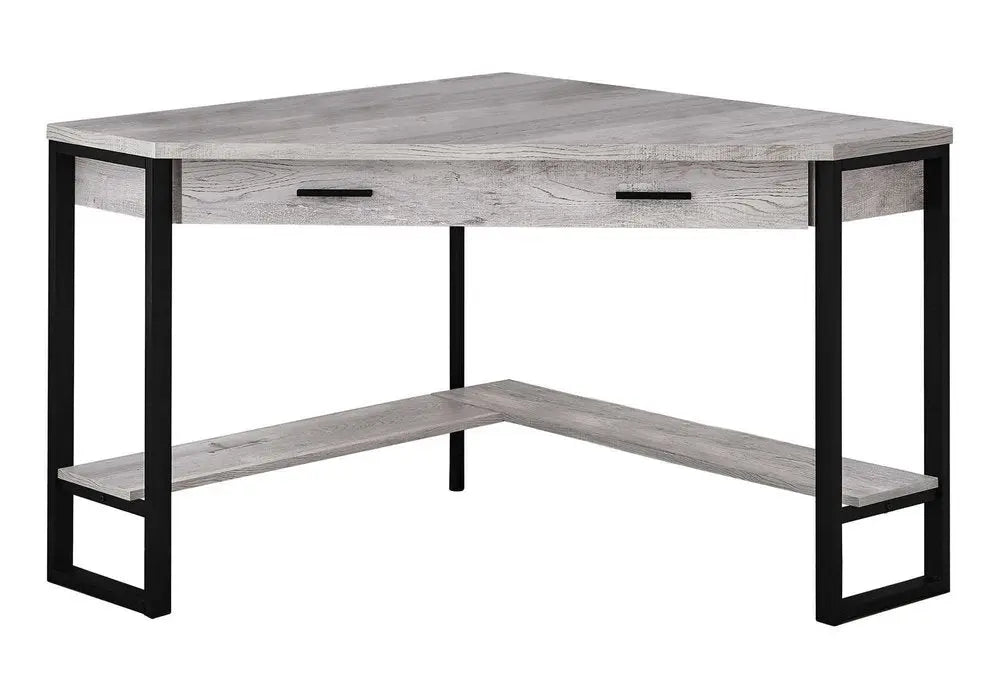 42" Gray and Black Corner Computer Desk - NOBLE HOME INTERIORS