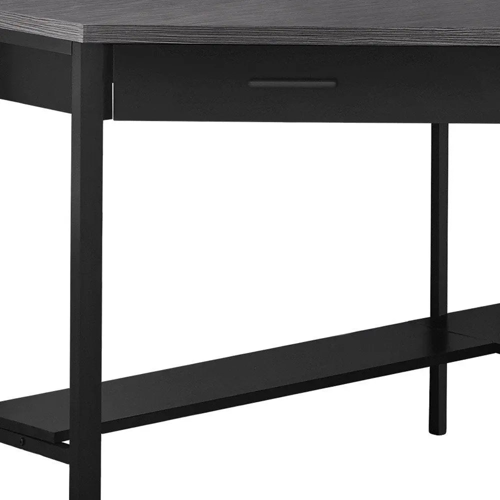 42" Gray and Black Corner Computer Desk - NOBLE HOME INTERIORS
