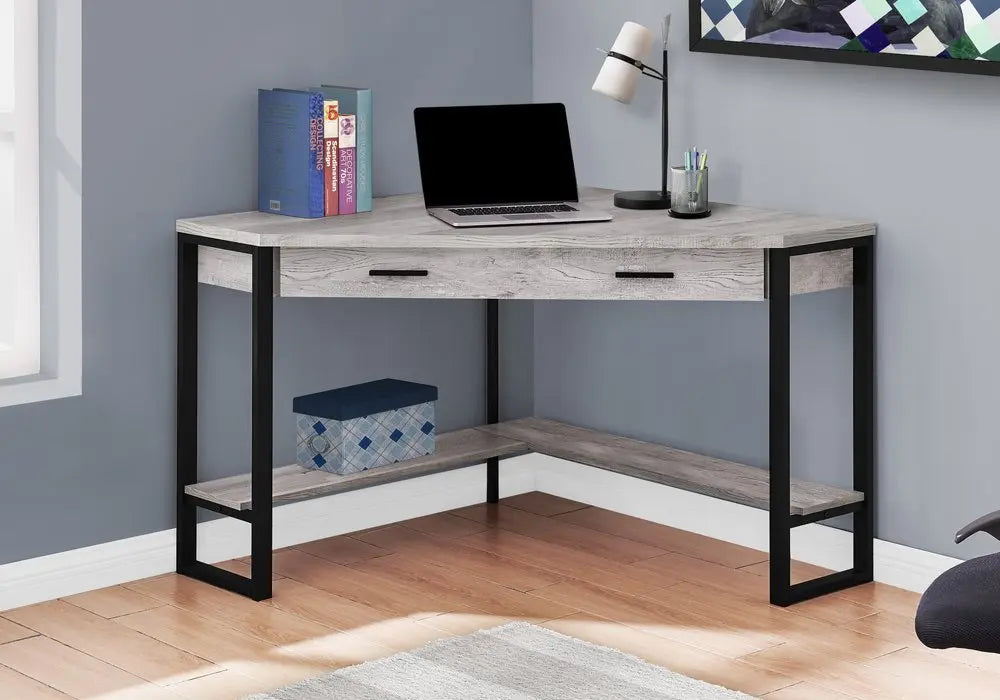 42" Gray and Black Corner Computer Desk - NOBLE HOME INTERIORS
