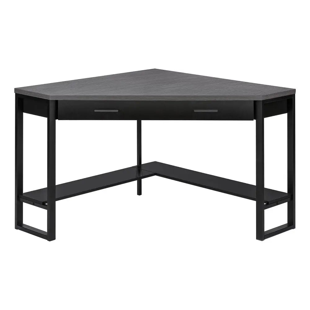 42" Gray and Black Corner Computer Desk - NOBLE HOME INTERIORS