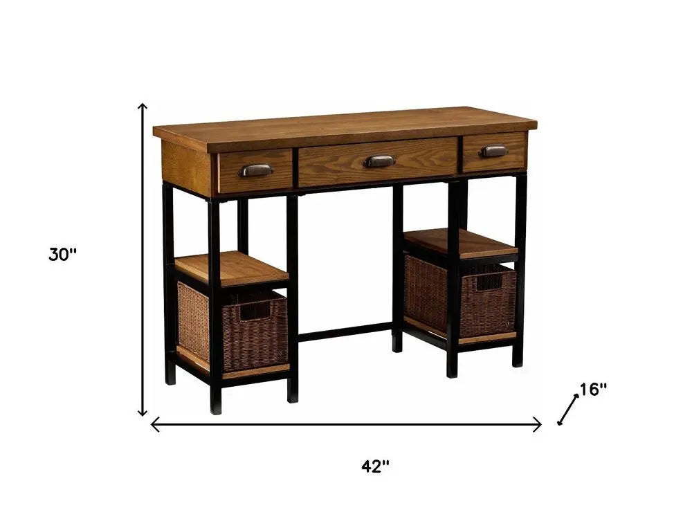 42" Gray And Black Writing Desk With Three Drawers - NOBLE HOME INTERIORS