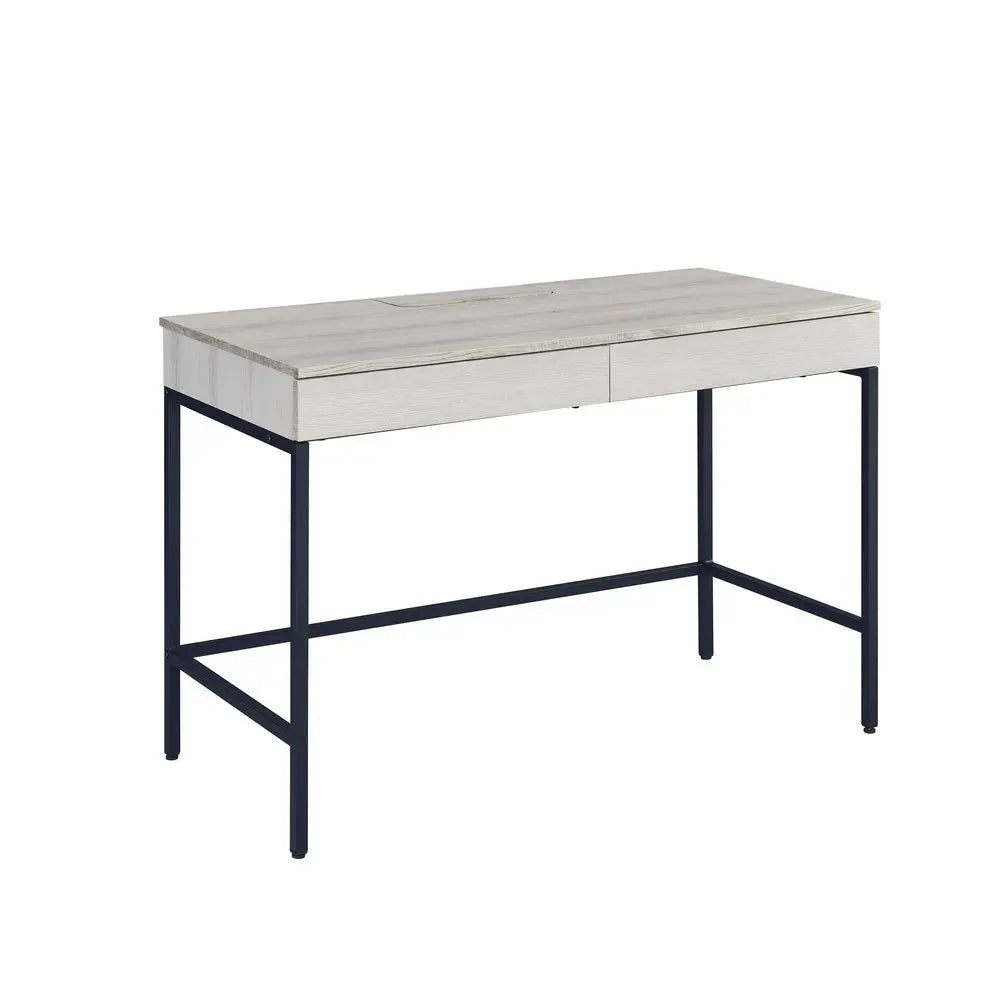 42" Natural and Black Writing Desk With Two Drawers - NOBLE HOME INTERIORS