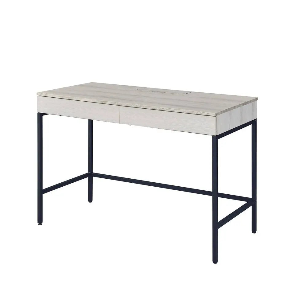 42" Natural and Black Writing Desk With Two Drawers - NOBLE HOME INTERIORS