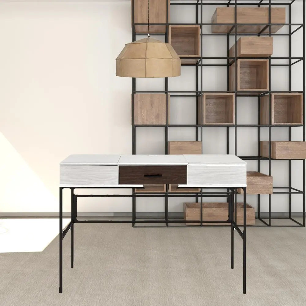 42" White and Black Writing Desk - NOBLE HOME INTERIORS