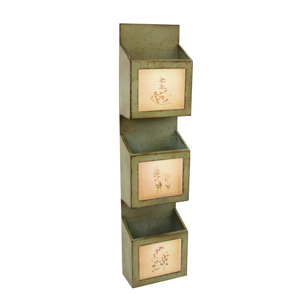 42" X 10" X 5" Green Rustic Vertical - Newspaper & Magazine Rack - NOBLE HOME INTERIORS