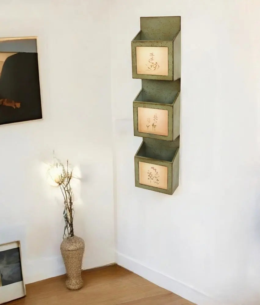 42" X 10" X 5" Green Rustic Vertical - Newspaper & Magazine Rack - NOBLE HOME INTERIORS