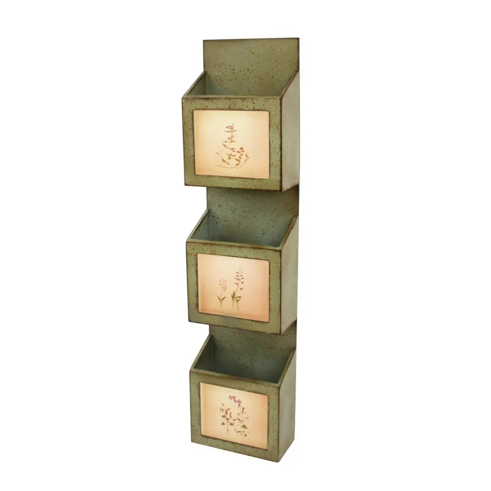 42" X 10" X 5" Green Rustic Vertical - Newspaper & Magazine Rack - NOBLE HOME INTERIORS