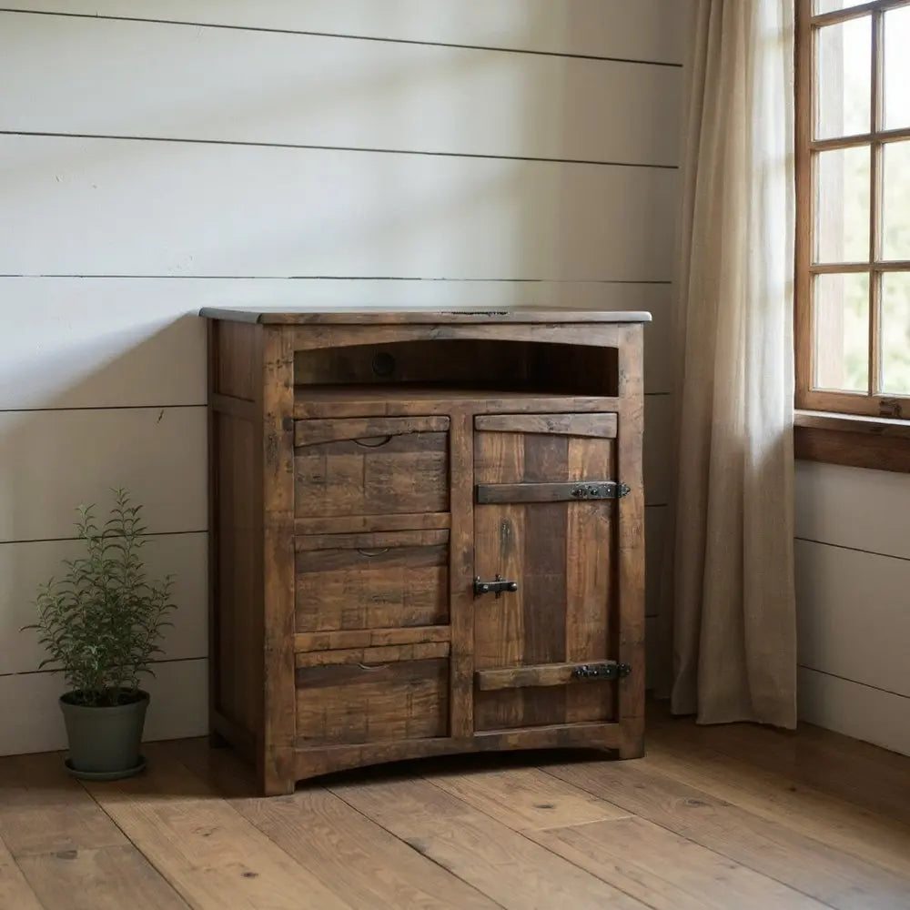43" Brown Solid Wood Three Drawer Gentlemans Chest - NOBLE HOME INTERIORS