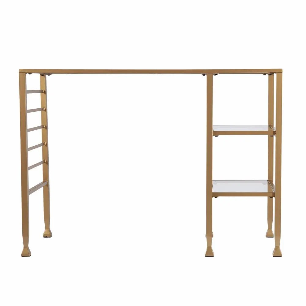 43" Clear and Gold Glass Writing Desk - NOBLE HOME INTERIORS