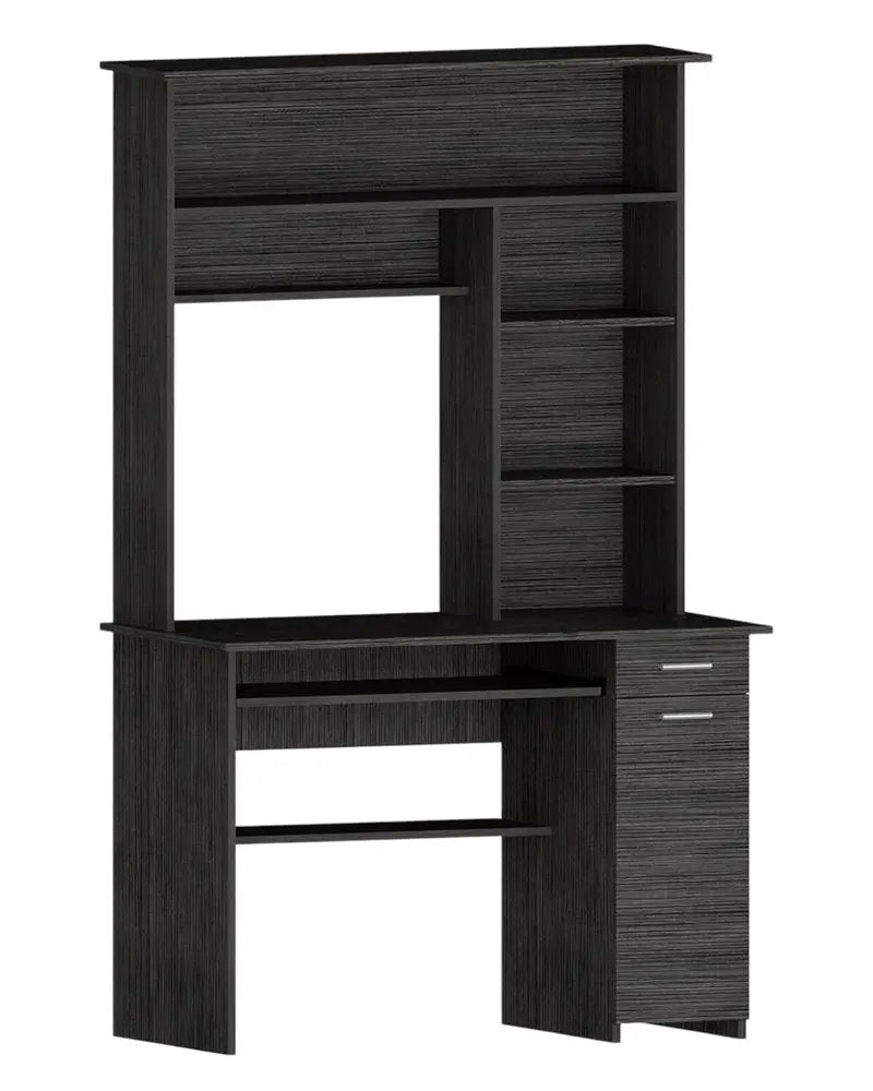 43" Gray Computer Desk With Hutch - NOBLE HOME INTERIORS