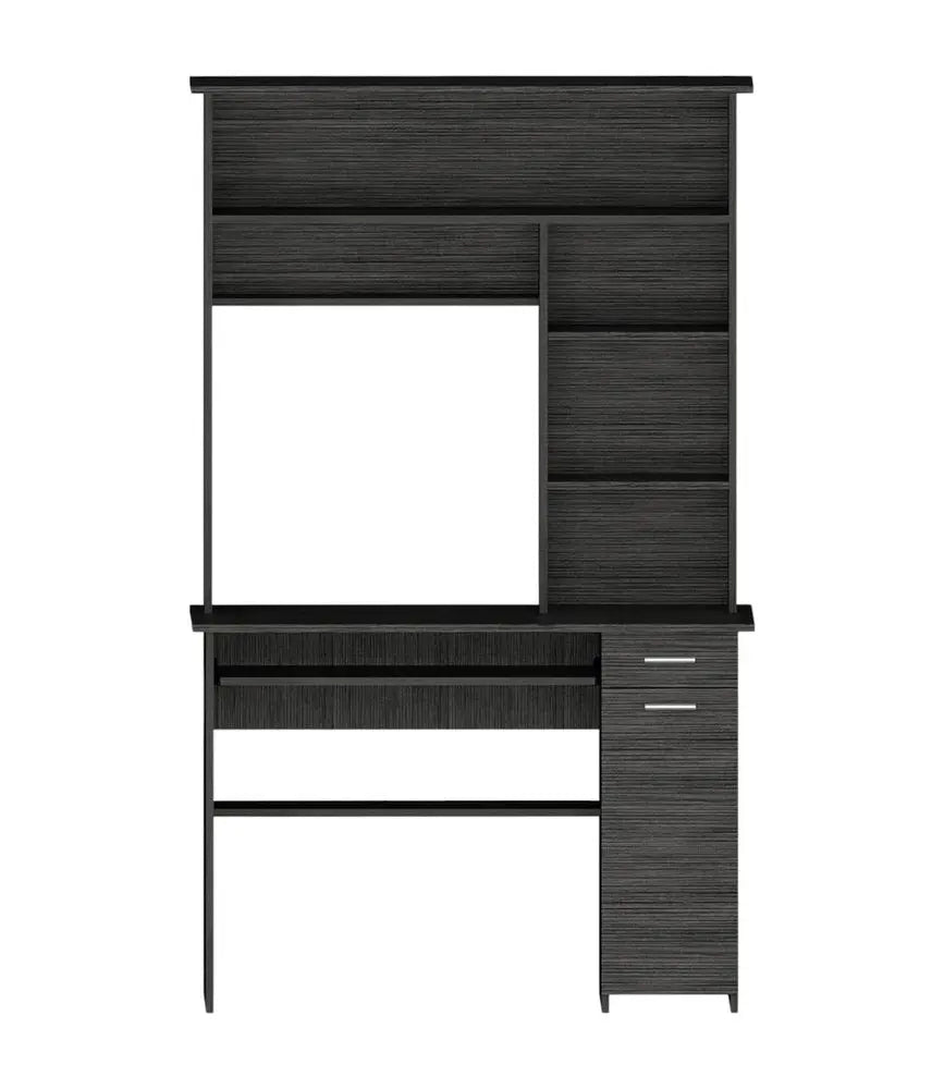 43" Gray Computer Desk With Hutch - NOBLE HOME INTERIORS