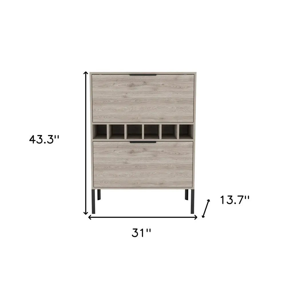 43" Light Gray and Black Wood Console Bar Cabinet With Two Doors - NOVA HOME FURNITURE