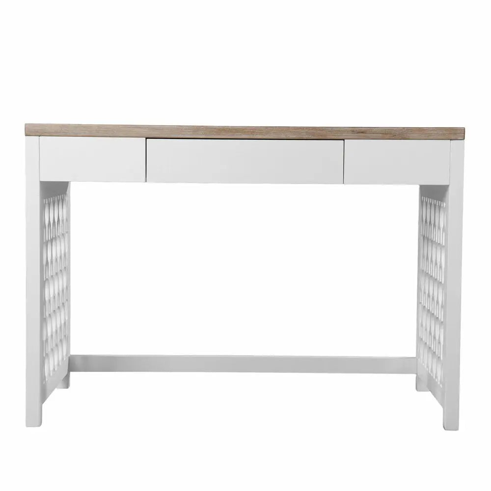 43" Natural And White Writing Desk With Three Drawers - NOBLE HOME INTERIORS