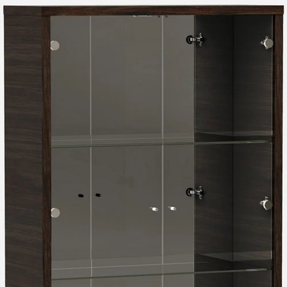 43" Silver and Dark Brown Display Stand With Three Shelves And One Drawer - NOVA HOME FURNITURE