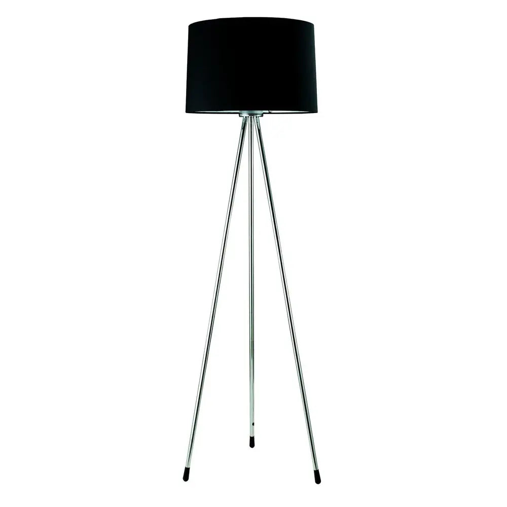 59" Silver Tripod Floor Lamp With Black Fabric Drum Shade HomeRoots