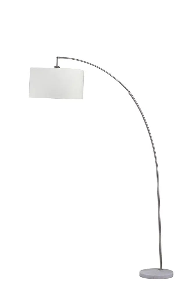 86" White And Silver Arc Floor Lamp With White Drum Shade HomeRoots