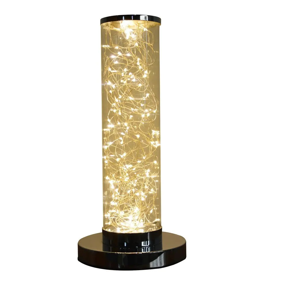 13" Silver Metal Column LED Table Lamp HomeRoots