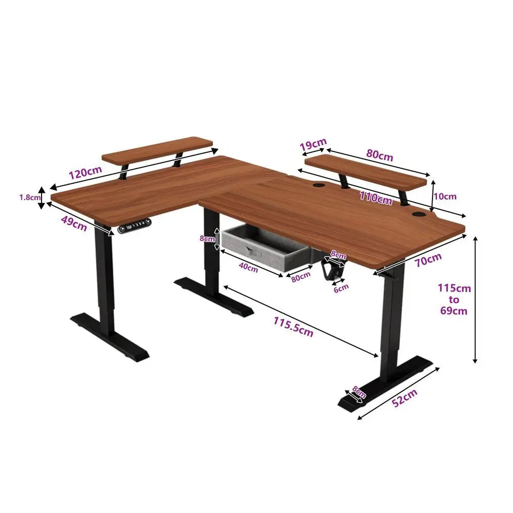 45" Adjustable Oak and White Standing Desk - NOBLE HOME INTERIORS