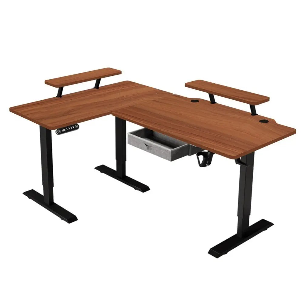 45" Adjustable Oak and White Standing Desk - NOBLE HOME INTERIORS