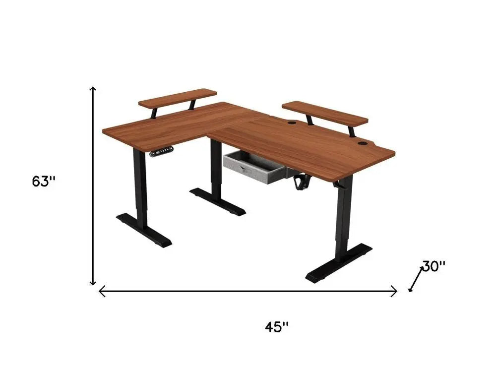 45" Adjustable Oak and White Standing Desk - NOBLE HOME INTERIORS