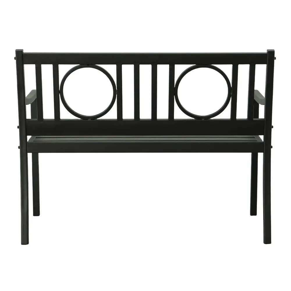 45" Black Metal Geometric Back Garden Patio Bench - NOBLE HOME INTERIORS