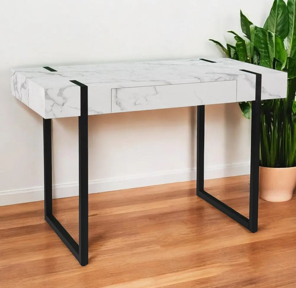 45" White and Black Writing Desk - NOBLE HOME INTERIORS