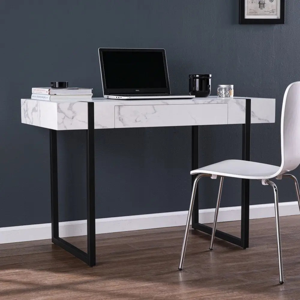 45" White and Black Writing Desk - NOBLE HOME INTERIORS