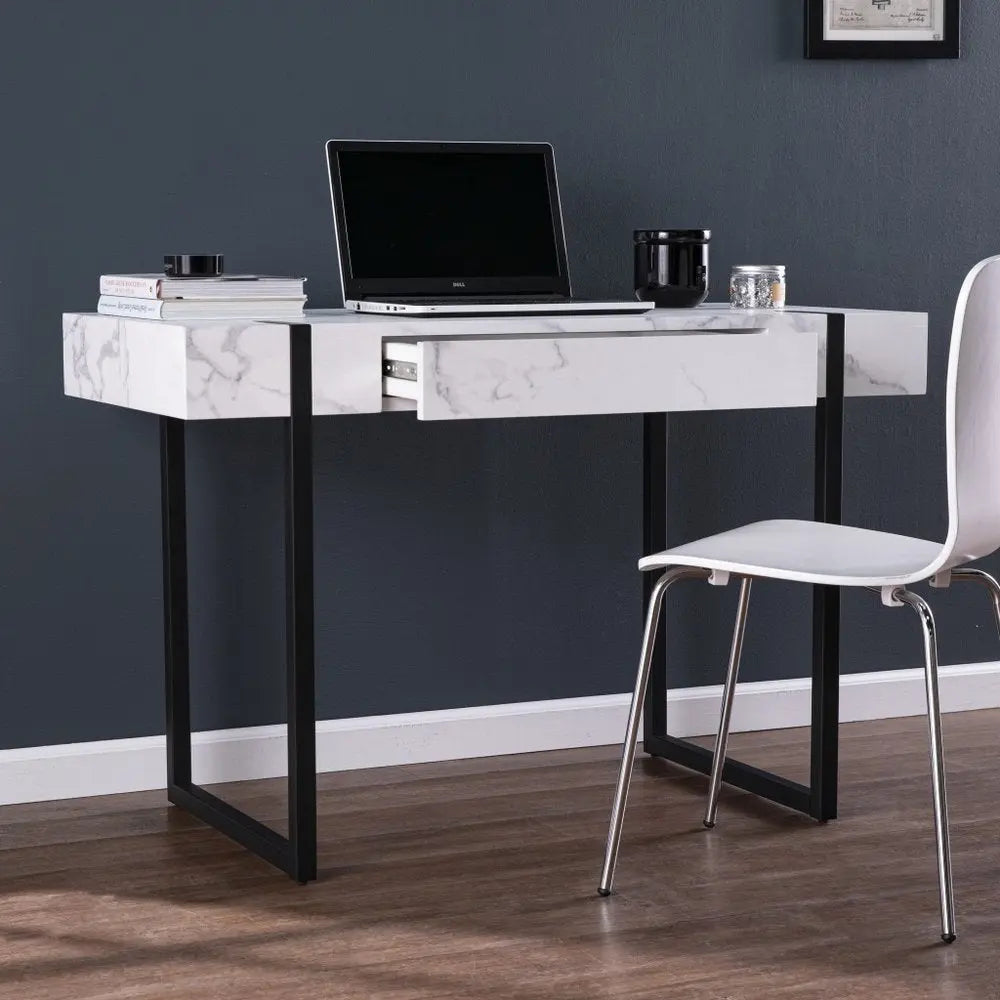 45" White and Black Writing Desk - NOBLE HOME INTERIORS