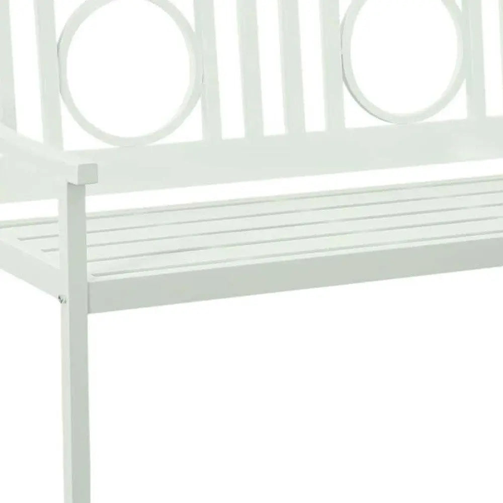 45" White Metal Garden Patio Bench - NOBLE HOME INTERIORS