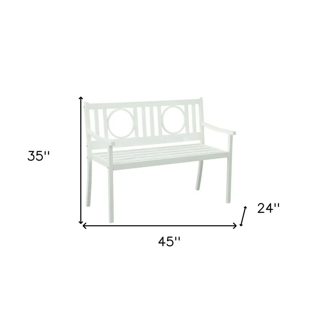 45" White Metal Garden Patio Bench - NOBLE HOME INTERIORS