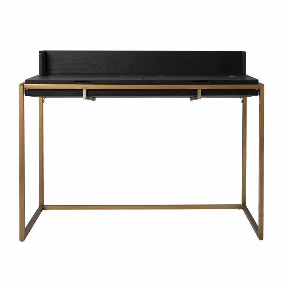 46" Black And Gold Writing Desk - NOBLE HOME INTERIORS